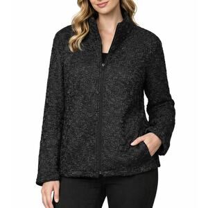 Vintage 90s Picadilly Fashions Textured Zip Front Lightweight Jacket Black